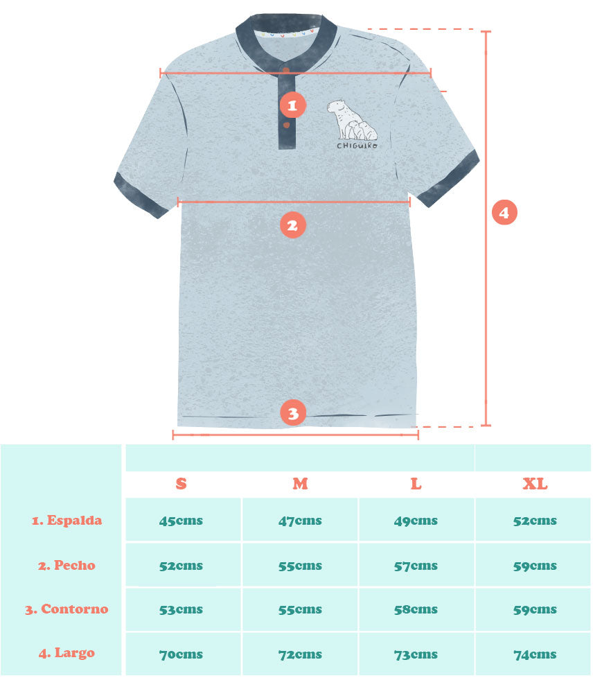 Tabla de medidas camiseta matu ilustrada colombiana Ailé. ropa algodón recuperado Colombia, polo algodón reciclado hombre, camiseta tela recuperada sostenible, moda circular algodón Colombia, ropa sostenible bordada colombiana, moda sostenible colombiana comprar, marca colombiana textiles reciclados, prendas sostenibles regalo Colombia, marca colombiana moda circular textil, ropa reciclada bordada a mano Colombia, recycled cottpolo sostenible hecho en Colombia comprar, prenda algodón reciclado bordado. Ailé