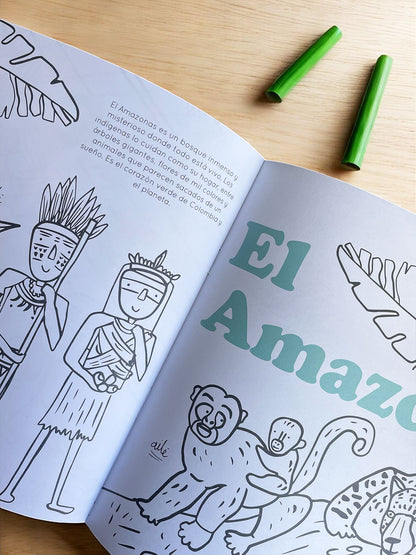 Libro infantil para colorear con paisajes, animales y gente de Colombia, libro colorear paisajes colombianos, libro colorear animales Colombia, cuaderno colorear Colombia, libro colorear cultura colombiana, libro para pintar Colombia, libro colorear educativo Colombia, libro colorear Colombia original, libro para colorear Colombia y sus paisajes fauna y cultura, libro infantil colorear con animales y paisajes de Colombia Ailé