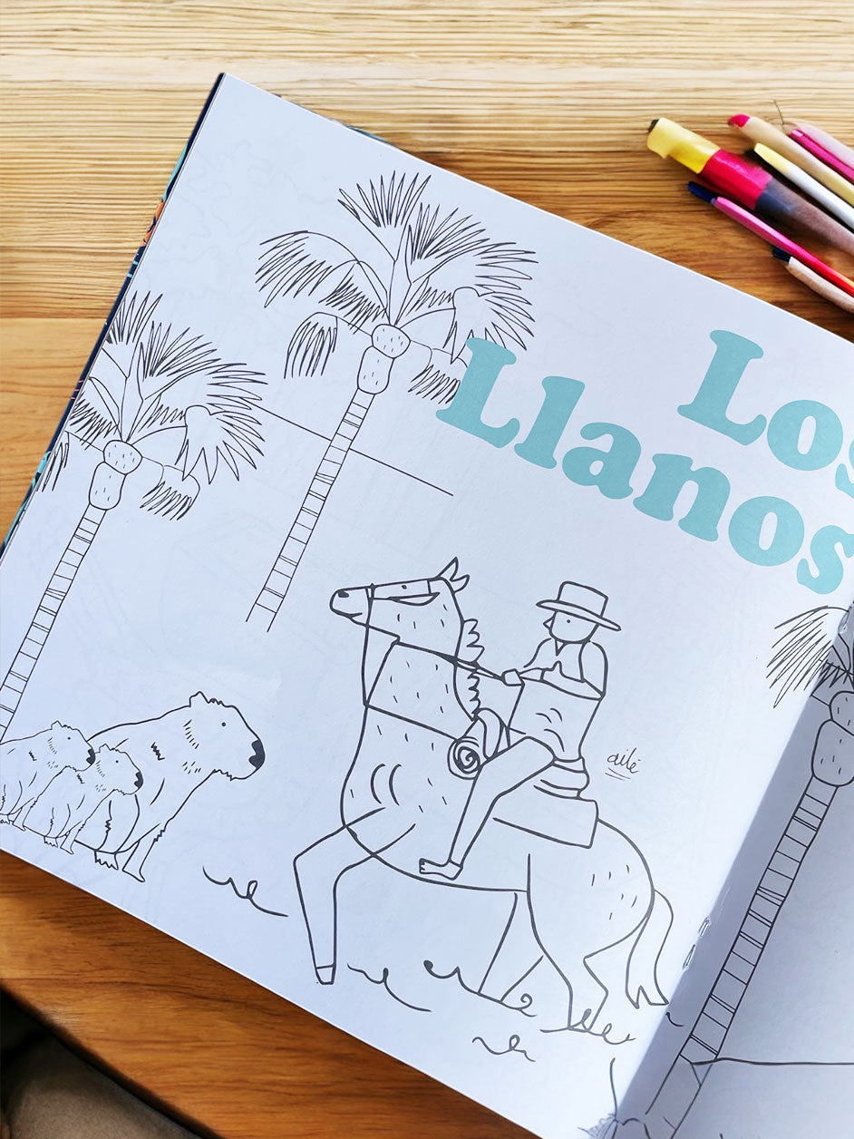 Libro ilustrado coloreable Colombia paisajes, animales y tradiciones colombianas, material didáctico de la biodiversidad colombiana, regalo corporativo colombiano, libros de arte terapéutico para adultos, detalle empresarial Colombia, Colombian coloring book children, Colombia illustrated coloring book gift, Colombian landscapes coloring book, Colombia children activity book, Colombian wildlife coloring book, Colombia souvenir coloring book kids, Colombian culture coloring book gift. Ailé