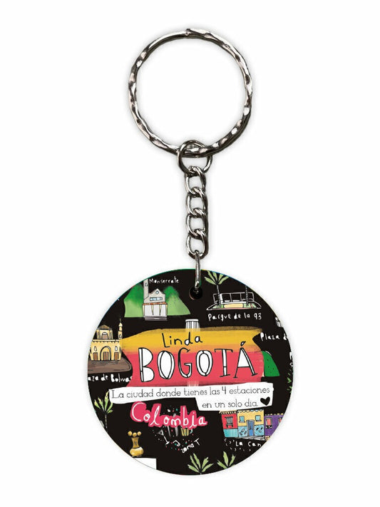 Llavero souvenir , con el centro histórico, barrios de Bogotá, historia y escena bogotana — souvenir de Bogotá, hecho en Colombia, regalo para extranjeros, cultura Bogotana, regalo sostenible, souvenir Bogotá lugares turísticos, regalo Linda Bogotá, Monserrate Bogotá souvenir, Museo del Oro Colombia regalo, La Candelaria Bogotá souvenir, íconos arquitectónicos Bogotá, souvenir y regalo turístico de la capital colombiana,  llavero Colombia regalo viajero madera original, Colombian wooden keychain.Ailé