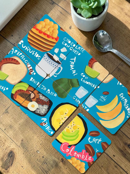 Portavasos de resina  con ilustración de comida típica colombiana, regalo gastronómico y souvenir culinario gastronomía colombiana, delantal comida colombiana, bandeja paisa souvenir, arepas colombianas regalo, souvenir gastronomía colombiana, portavasos ilustrados colombia, portavasos diseño colombiano, portavasos colombianos, decoración hogar, set de portavasos colombianos, portavasos de resina, set portavasos con madera, portavasos fauna y flora colombiana, portavasos lugares de colombia. Ailé