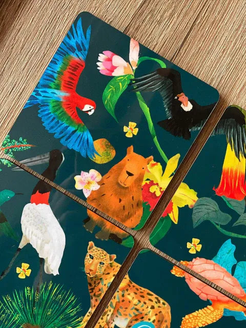 Portavasos de madera,ilustrado con fauna endémica de Colombia – animales de Colombia, biodiversidad, naturaleza — delfín rosado, tortuga carey, chiguiro, guacamaya roja y garzón soldado — regalo de fauna colombiana, souvenir colombiano, regalo sostenible, fauna endémica Colombia, animales de Colombia ilustrados, guacamaya colombiana, regalo para extranjeros, colombianos en el exterior y turistas, regalo para hombre, idea de recuerdos de colombia para extranjeros, regalo para mujer, set de portavasos.aile