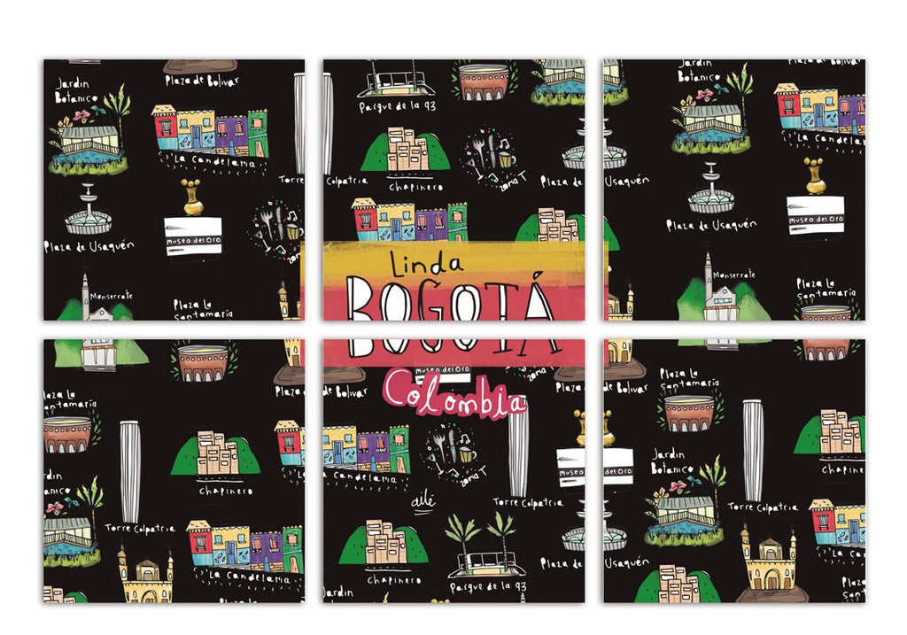 Set de 6 portavasos,con ilustración urbana colombiana, — souvenir colombiano, regalo bogotano, rolo e ilustrado, recuerdo de viaje original, regalo práctico, lugares icónicos de Bogotá, lugares representativos de Bogotá, diseño, souvenir Colombiano, recuerdo de Bogotá,con ilustración urbana colombiana, — souvenir colombiano, regalo bogotano, rolo e ilustrado, recuerdo de viaje original, regalo práctico, lugares icónicos de Bogotá, lugares representativos de Bogotá. Aile