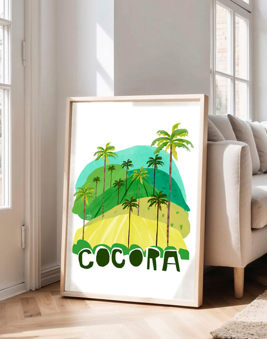 El Valle de Cocora, hogar de la palma de cera —árbol nacional de Colombia y la palma más alta del mundo— ilustrado en tonos verdes que capturan la magia de este paisaje único del Eje Cafetero. Un homenaje visual a uno de los lugares más fotografiados y queridos del país
póster decorativo paisaje colombiano
print palmas de cera, Valle de Cocora Quindío, póster para decorar sala paisaje arte de pared naturaleza colombiana decoración hogar Eje Cafetero póster sin enmarcar paisaje póster para decorar sala. Ailé